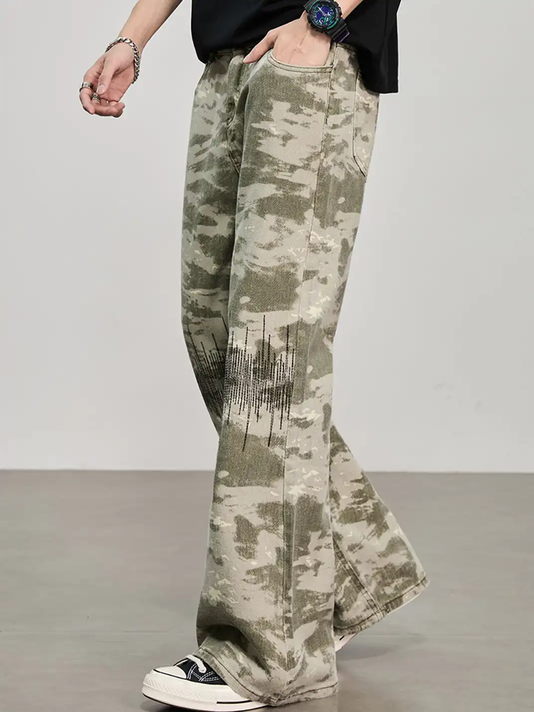 GURBAKS | Camouflage Wide-Leg Straight-Leg Casual Pants