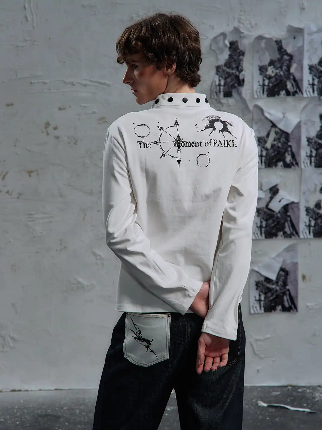 PAIKI | Print Henley Long Sleeve Sweatshirt