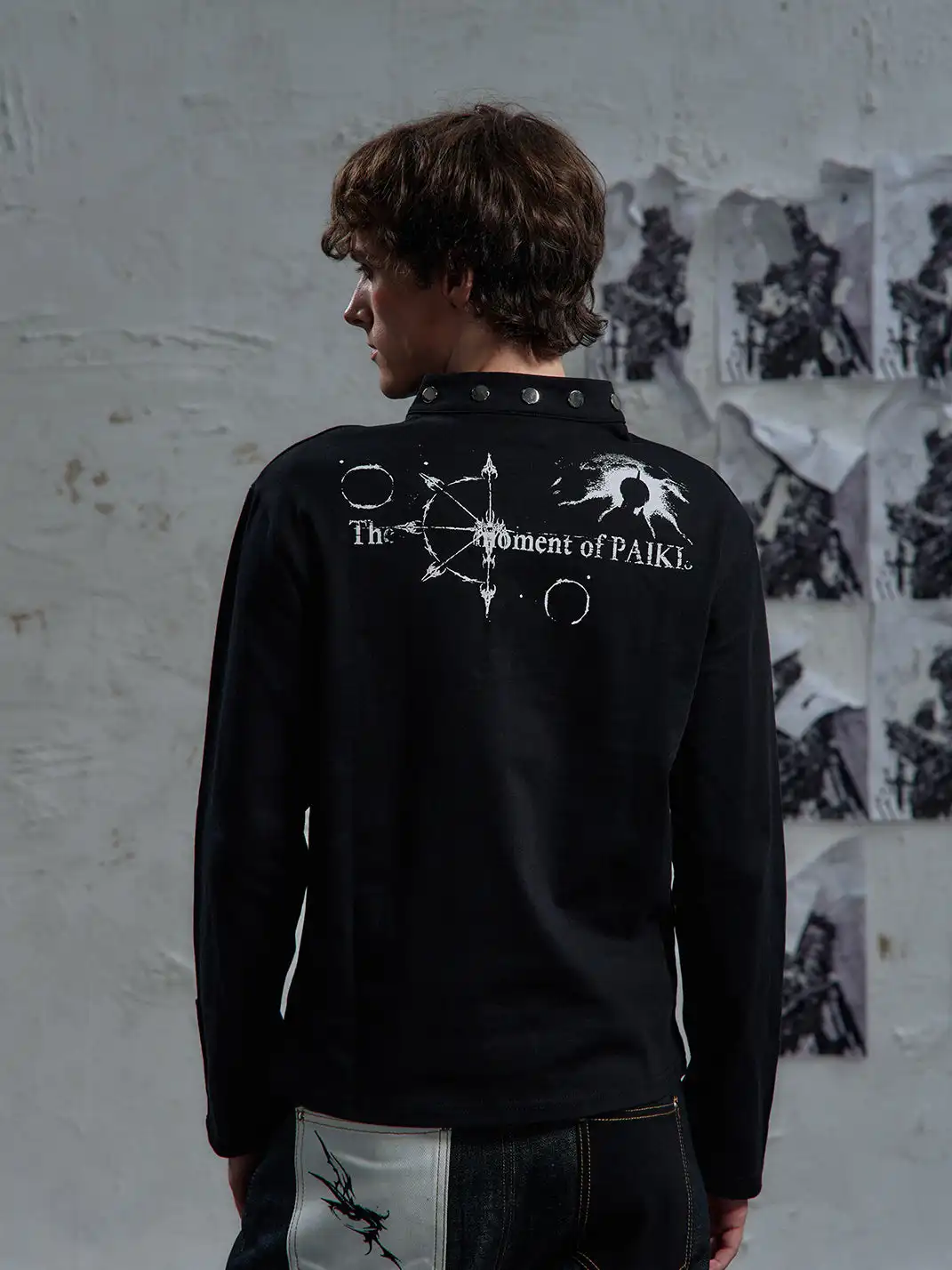 PAIKI | Print Henley Long Sleeve Sweatshirt
