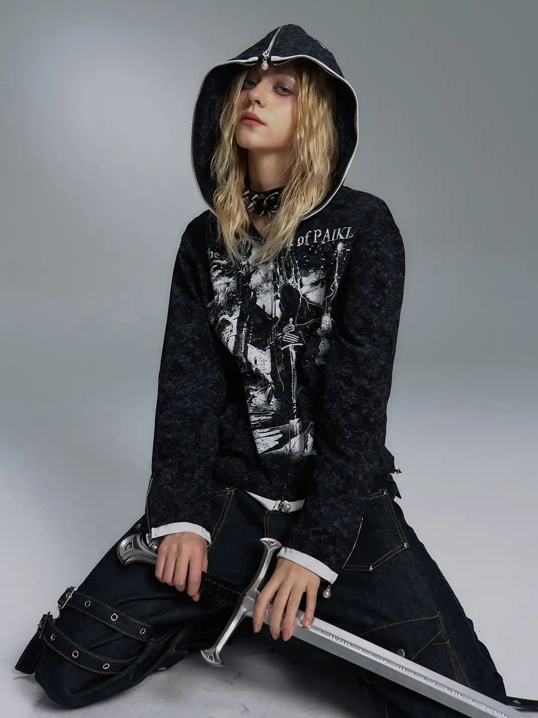 PAIKI | Print Zip-Up Hoodie