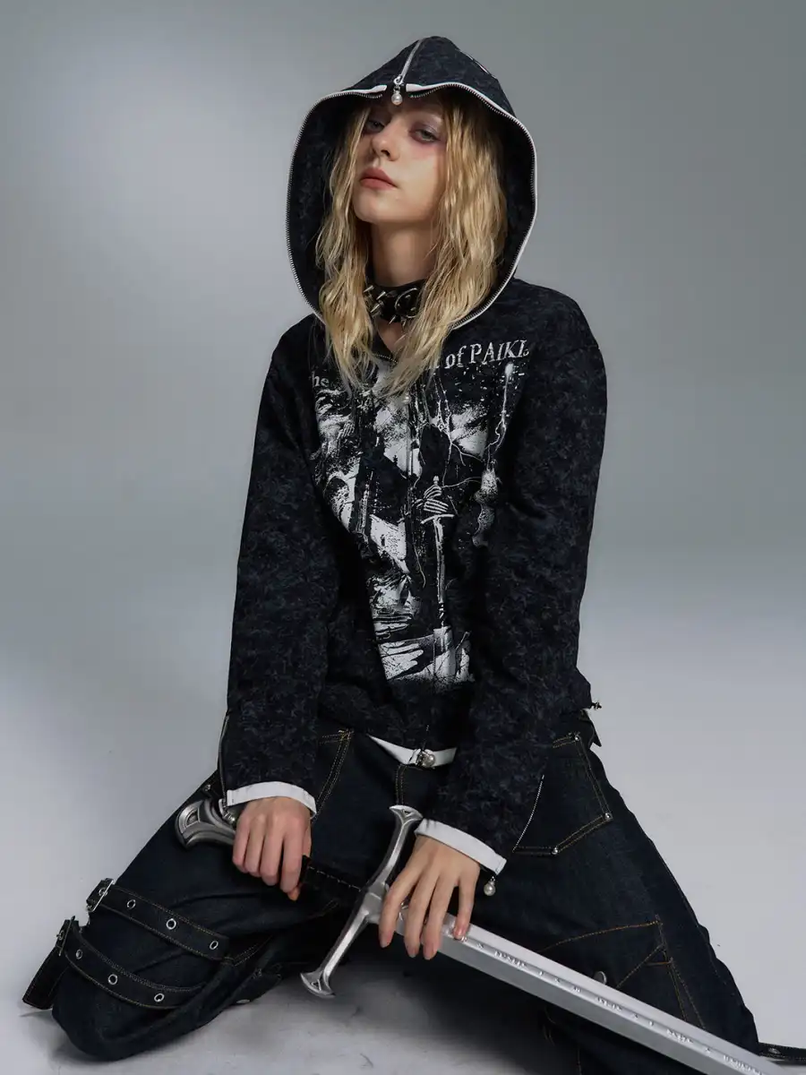 PAIKI | Print Zip-Up Hoodie - 4