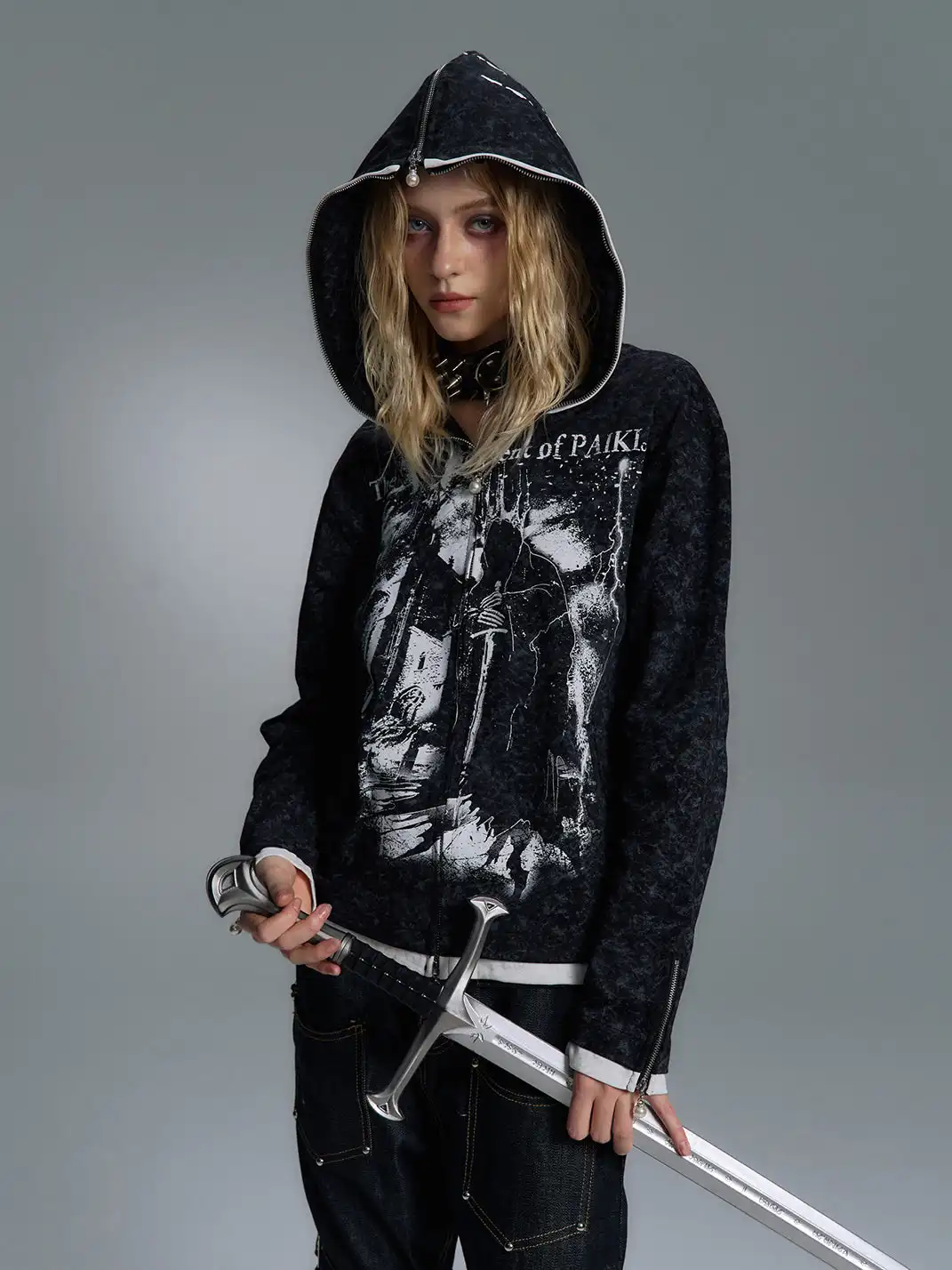 PAIKI | Print Zip-Up Hoodie