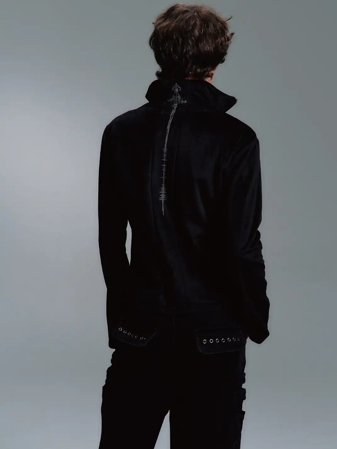 PAIKI | Skull Singer & Music Note Velvet Zip Jacket