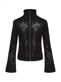 PAIKI | Skull Singer & Music Note Velvet Zip Jacket