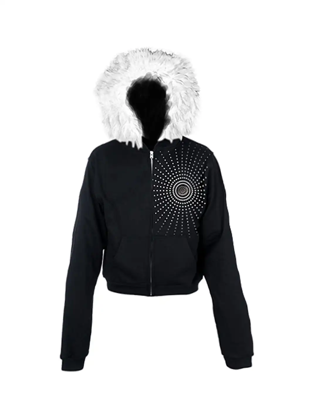 PAIKI | Faux Fur Hooded Visual Aesthetic Zip Sweatshirt