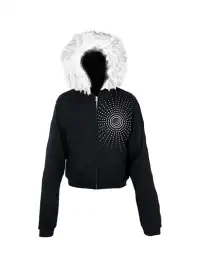 PAIKI | Faux Fur Hooded Visual Aesthetic Zip Sweatshirt