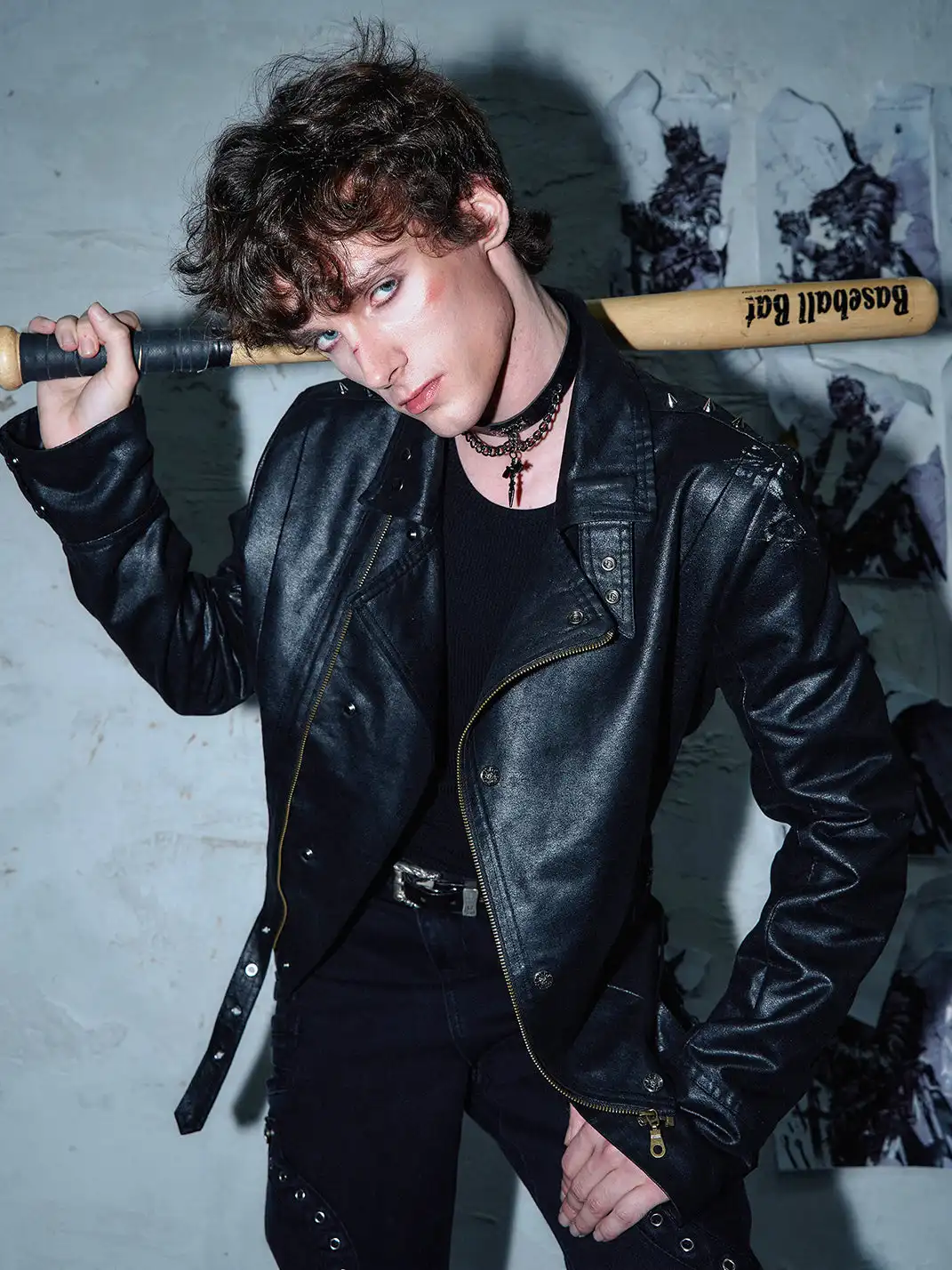 PAIKI | Skull Headphones Leather Jacket