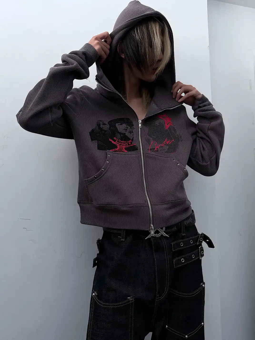 PAIKI | Studded Rebel Girl Visual Hoodie