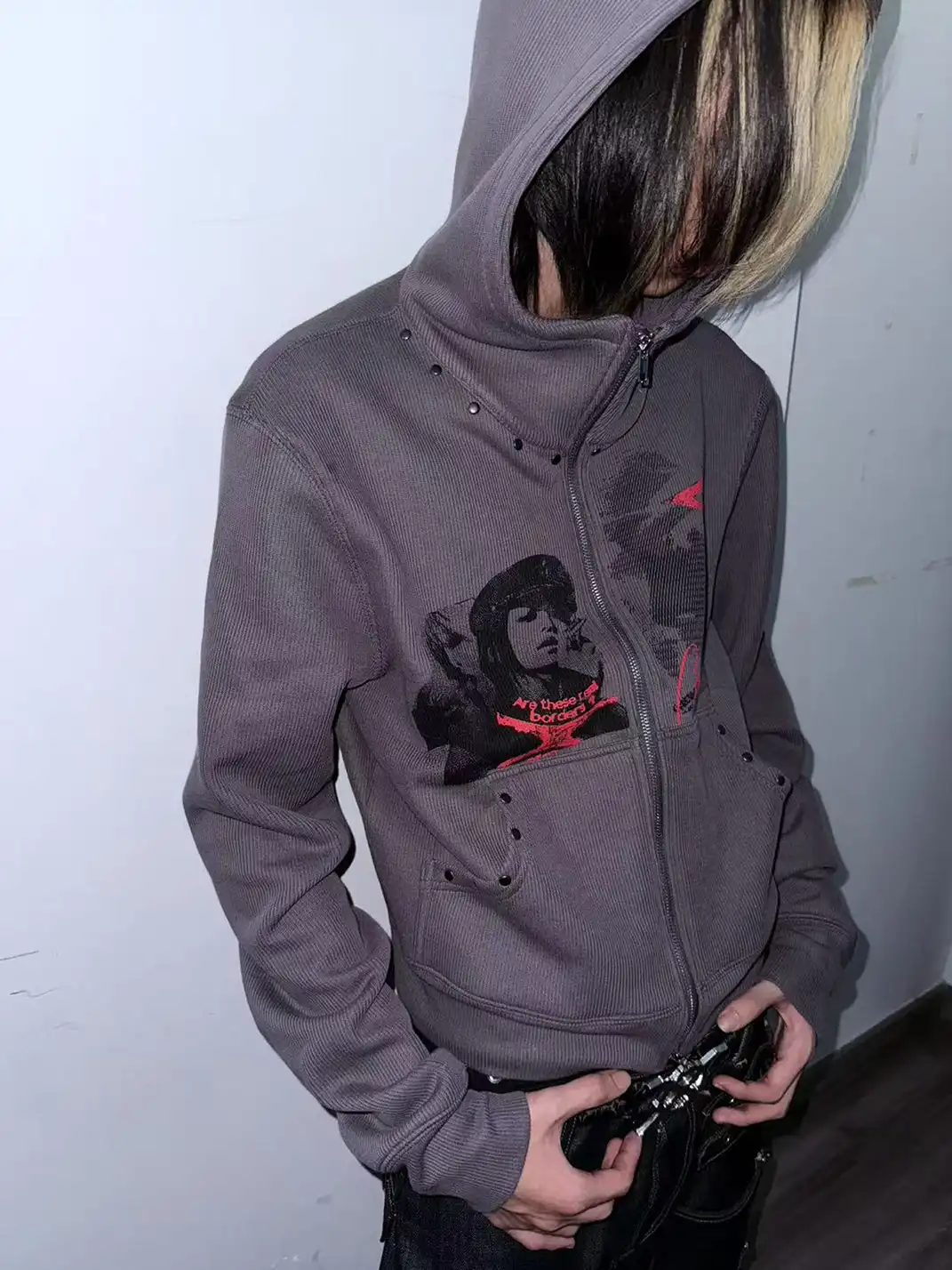 PAIKI | Studded Rebel Girl Visual Hoodie