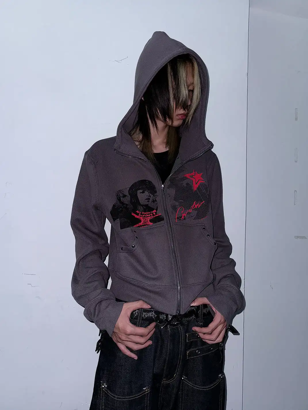 PAIKI | Studded Rebel Girl Visual Hoodie