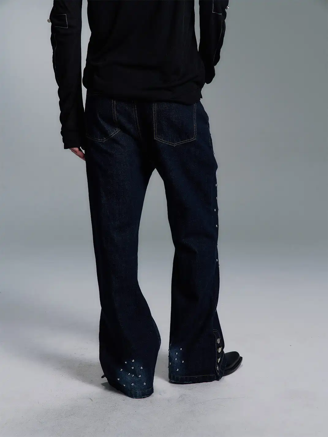PAIKI | Plaid Patchwork Distressed Denim Pants