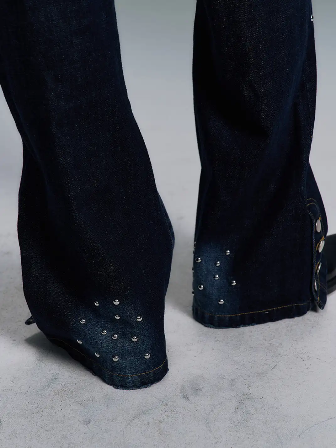 PAIKI | Plaid Patchwork Distressed Denim Pants
