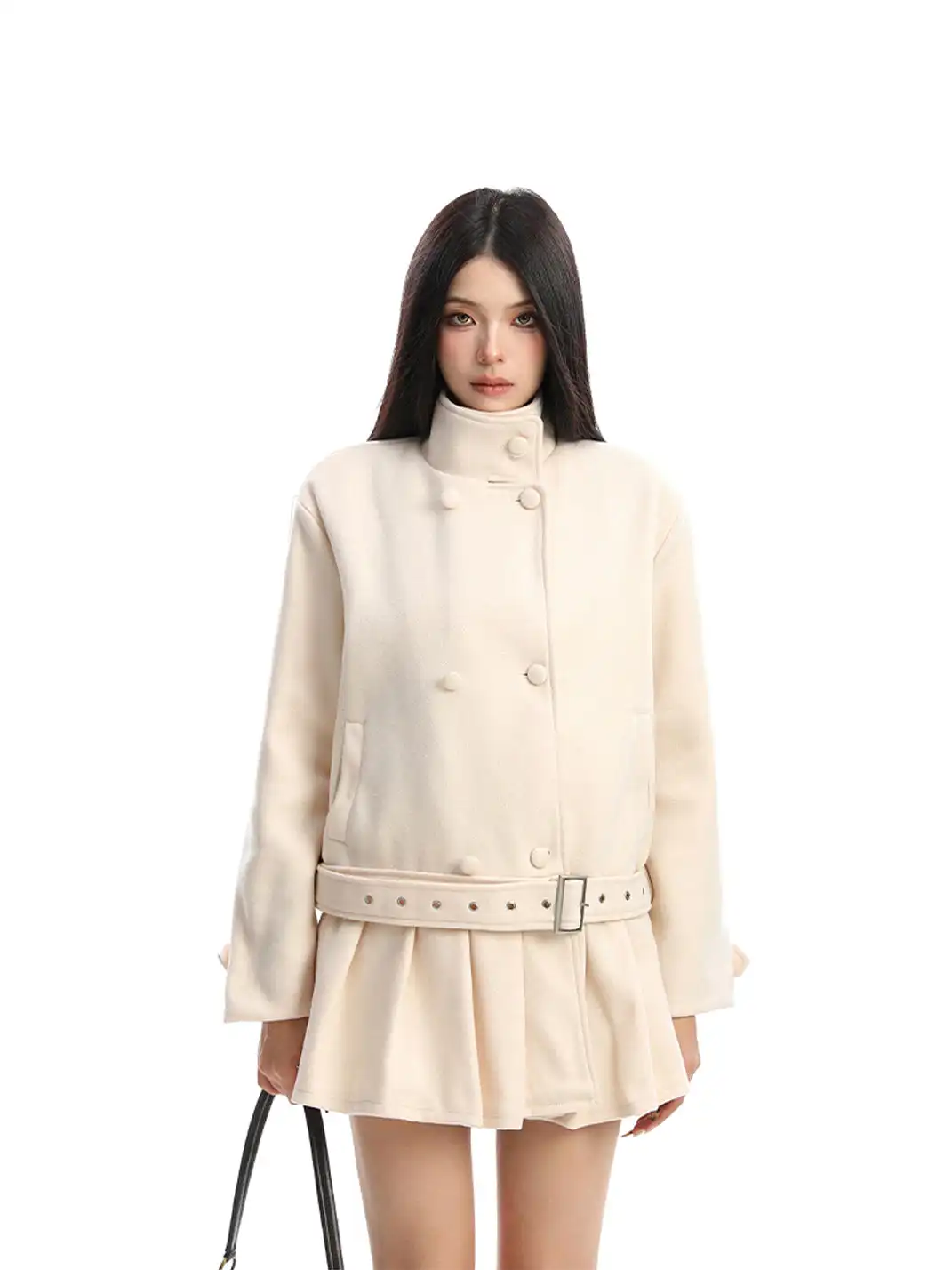 BIGGOLD | Double-Breasted Stand Collar Wool Coat