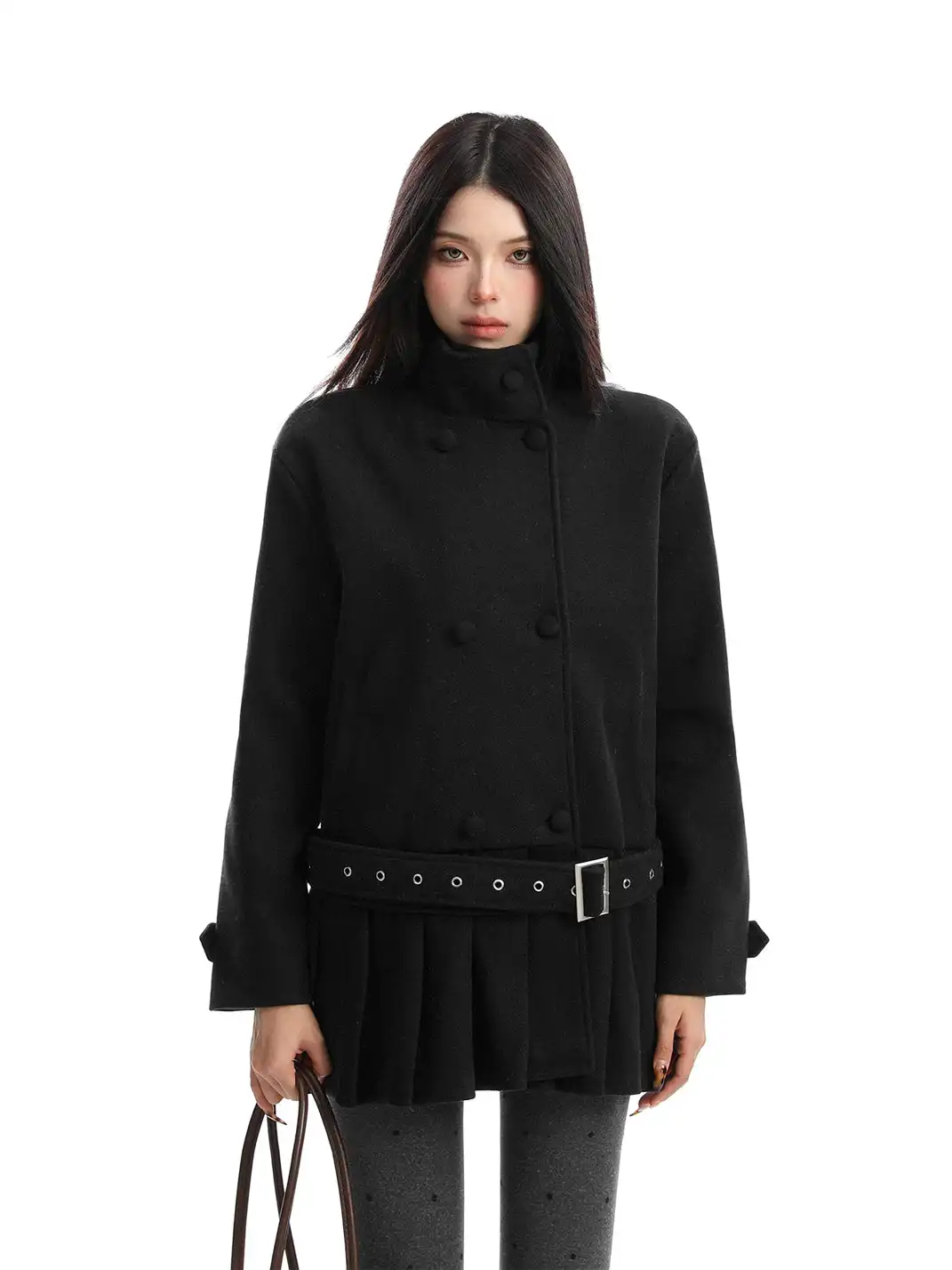 BIGGOLD | Double-Breasted Stand Collar Wool Coat