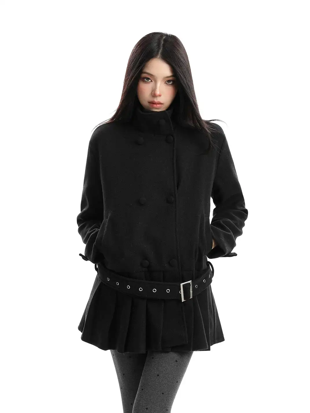BIGGOLD | Double-Breasted Stand Collar Wool Coat