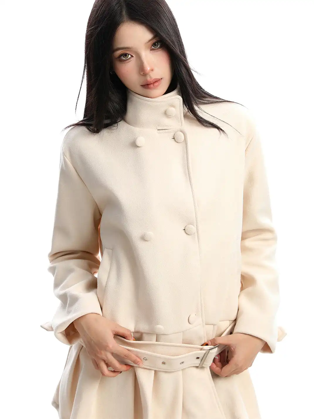 BIGGOLD | Double-Breasted Stand Collar Wool Coat