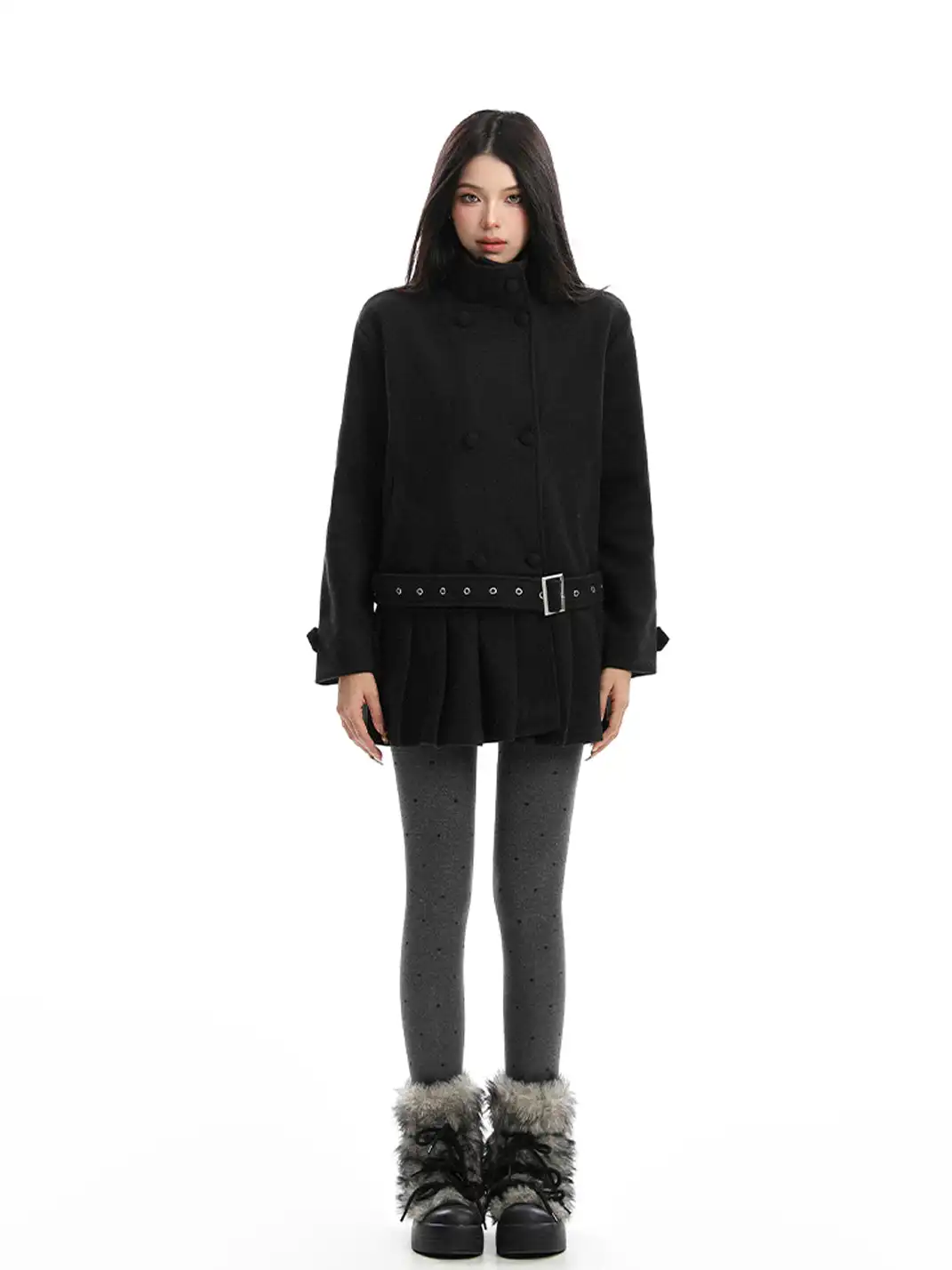 BIGGOLD | Double-Breasted Stand Collar Wool Coat