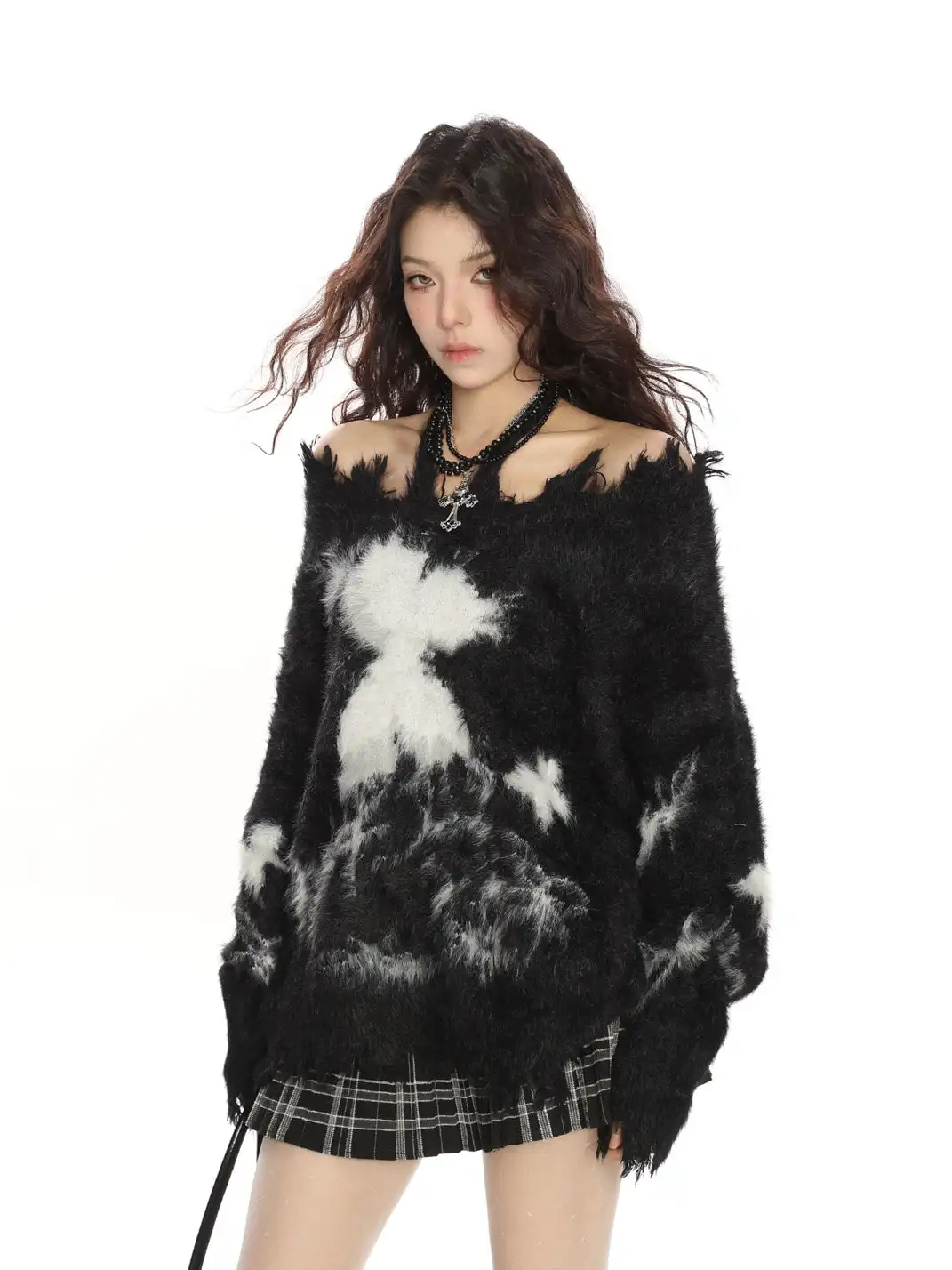 BIGGOLD | Butterfly Halter Off-Shoulder Mohair Sweater