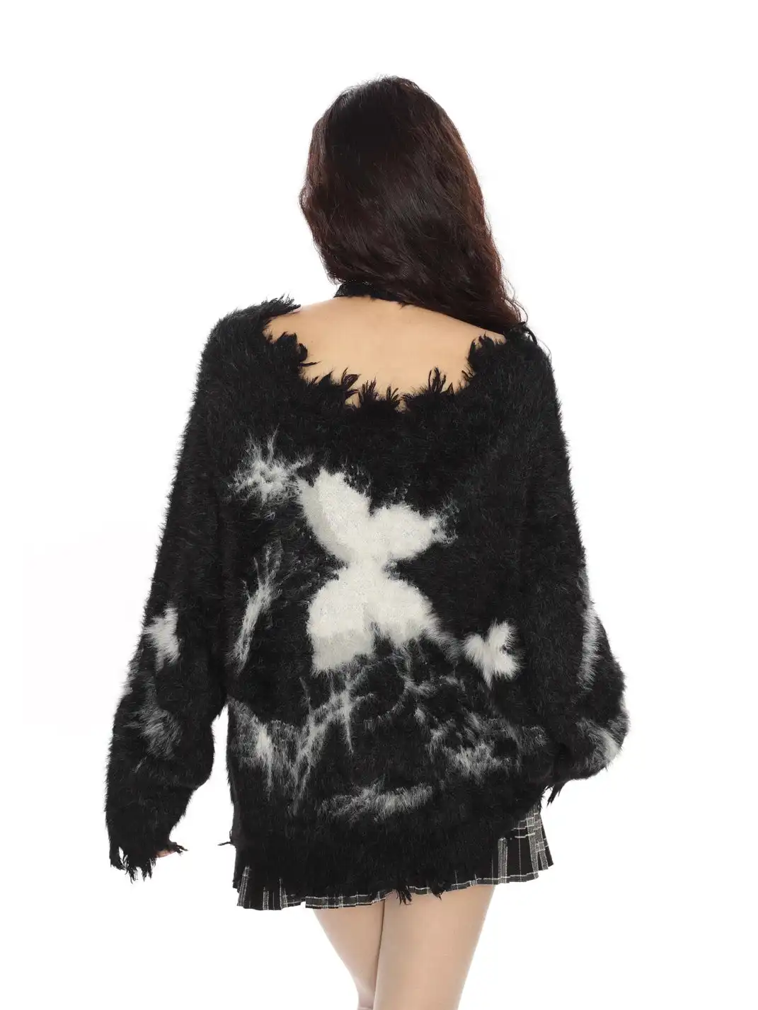 BIGGOLD | Butterfly Halter Off-Shoulder Mohair Sweater