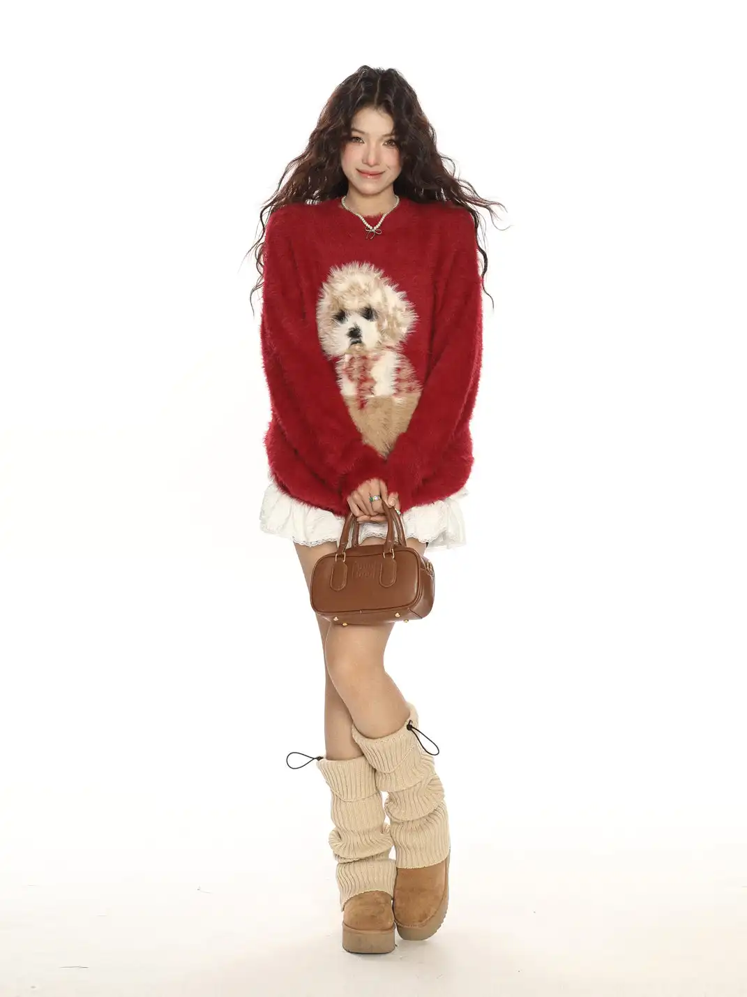 BIGGOLD | Red Christmas Dog Mohair Sweater