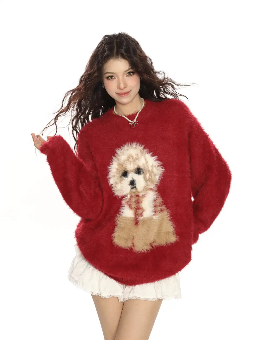 BIGGOLD | Red Christmas Dog Mohair Sweater