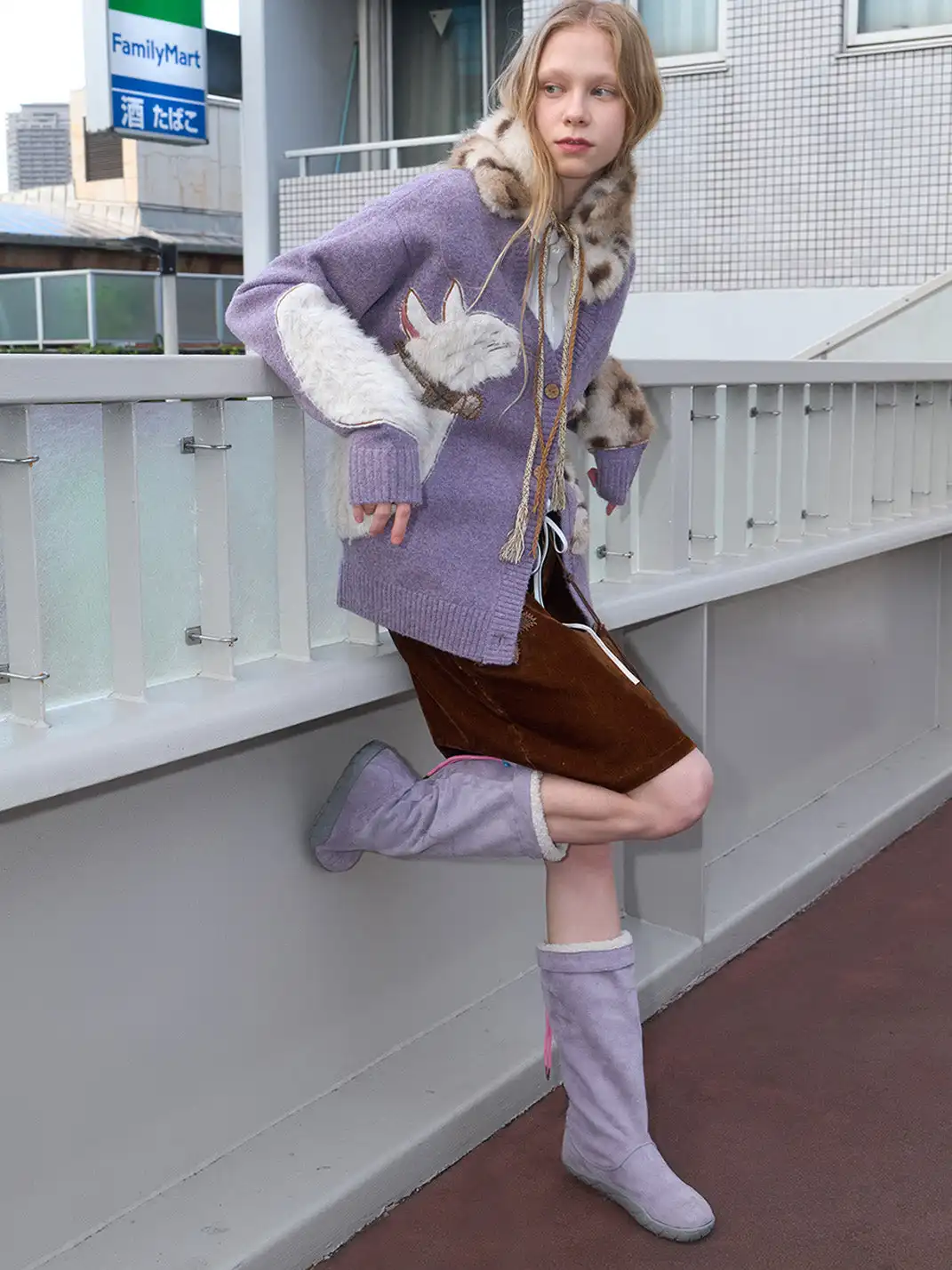 Outthe Blue | Eco-friendly Fur Cat Embroidery Cardigan