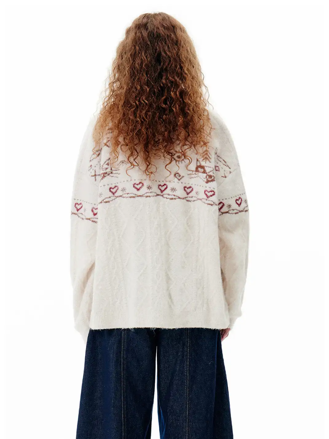 Outthe Blue | Fair Isle Cable Knit Cardigan