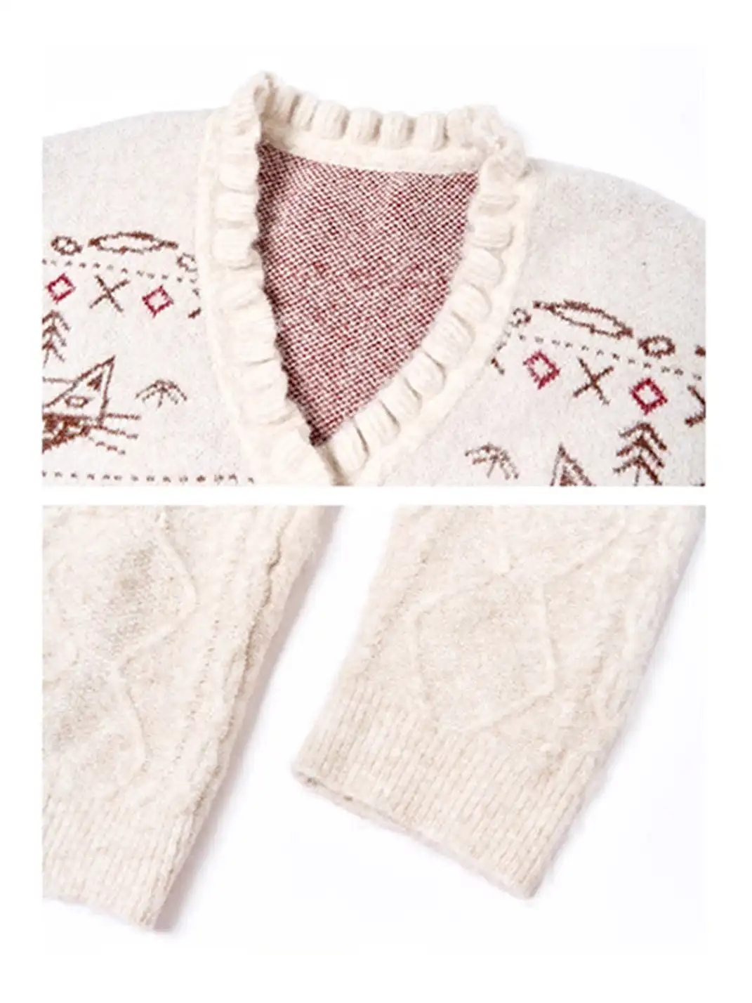 Outthe Blue | Fair Isle Cable Knit Cardigan