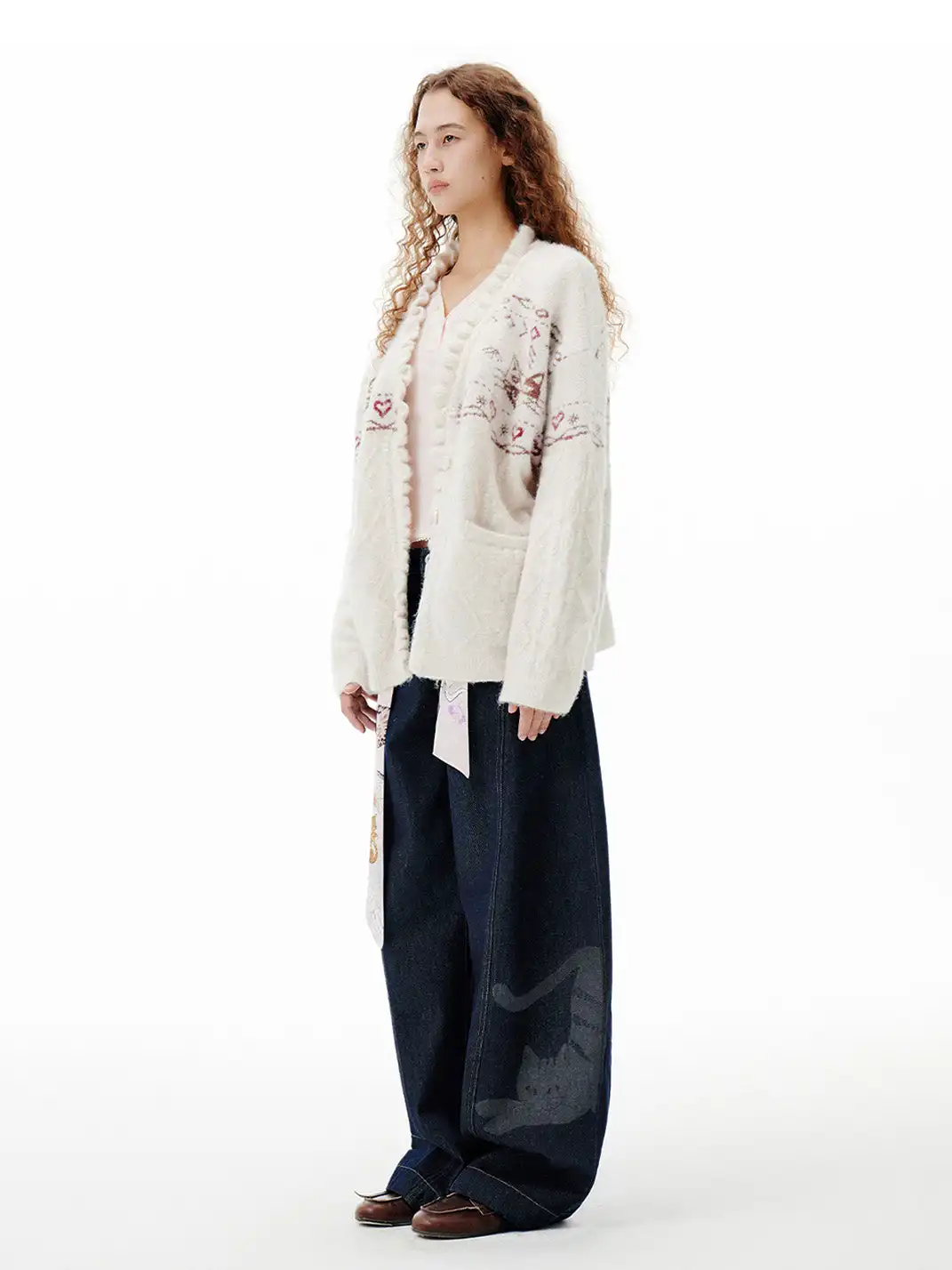 Outthe Blue | Fair Isle Cable Knit Cardigan