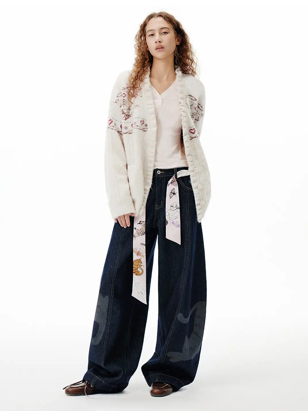 Outthe Blue | Fair Isle Cable Knit Cardigan