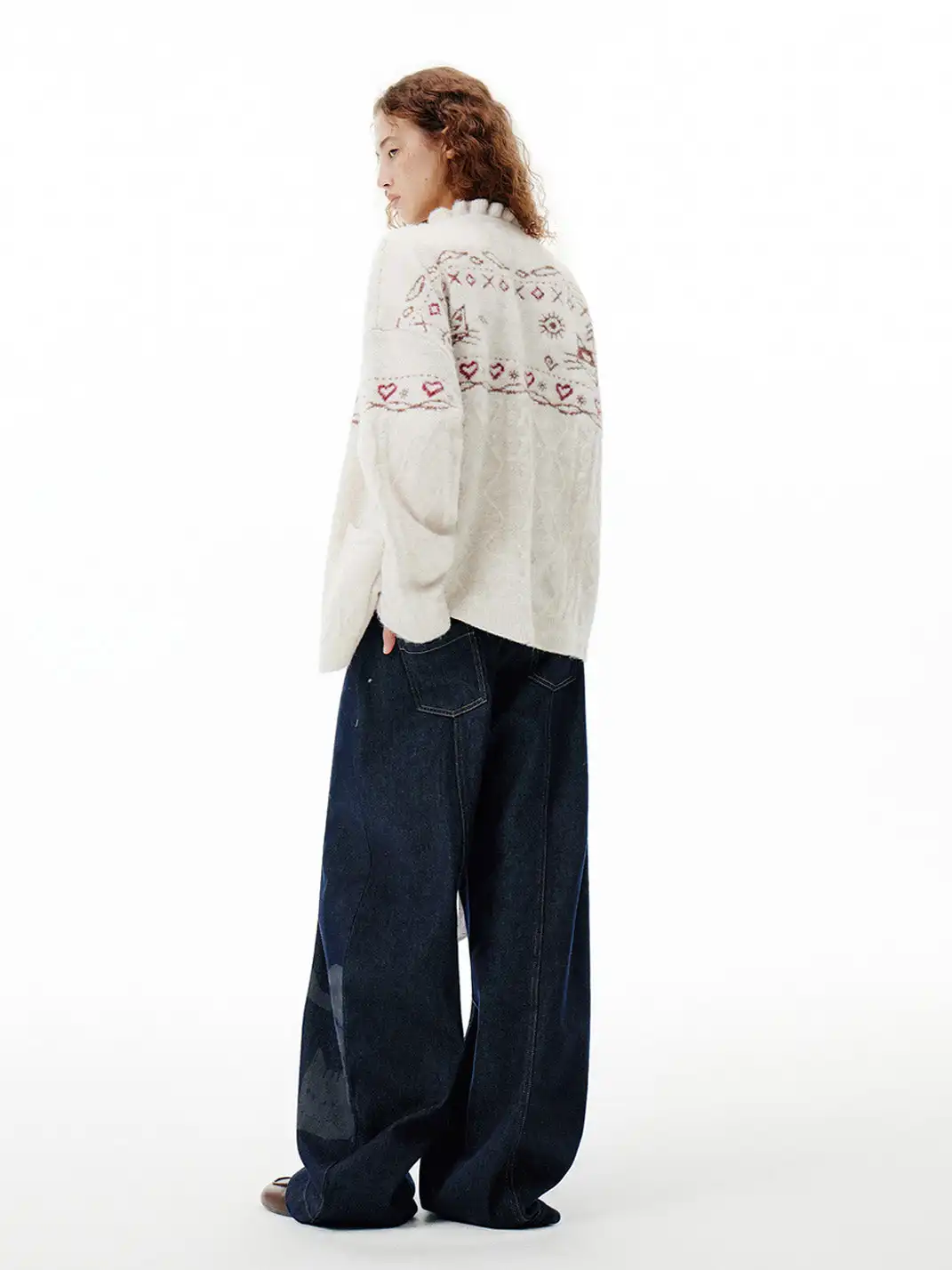 Outthe Blue | Fair Isle Cable Knit Cardigan