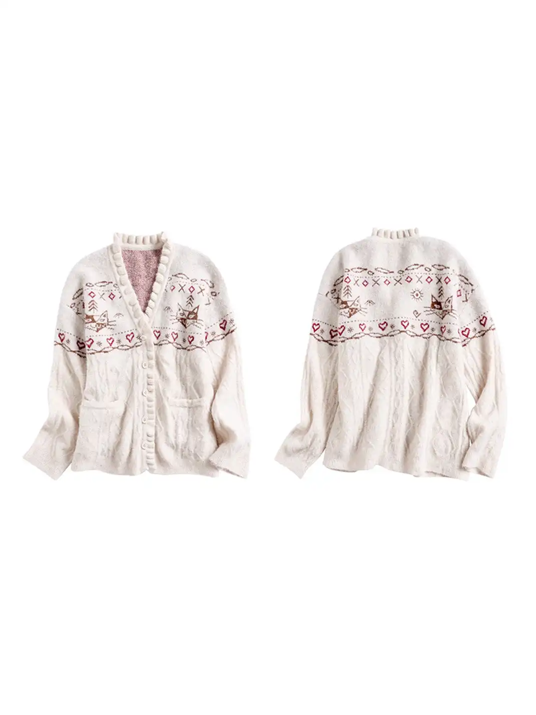 Outthe Blue | Fair Isle Cable Knit Cardigan