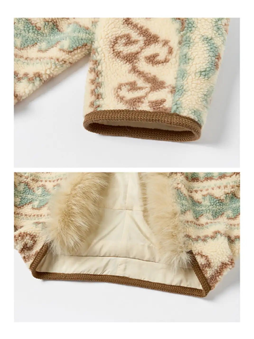 Outthe Blue | Fair Isle Patterned Lambswool Jacket with Fur Collar