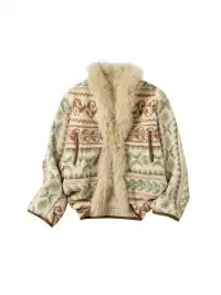Outthe Blue | Fair Isle Patterned Lambswool Jacket with Fur Collar