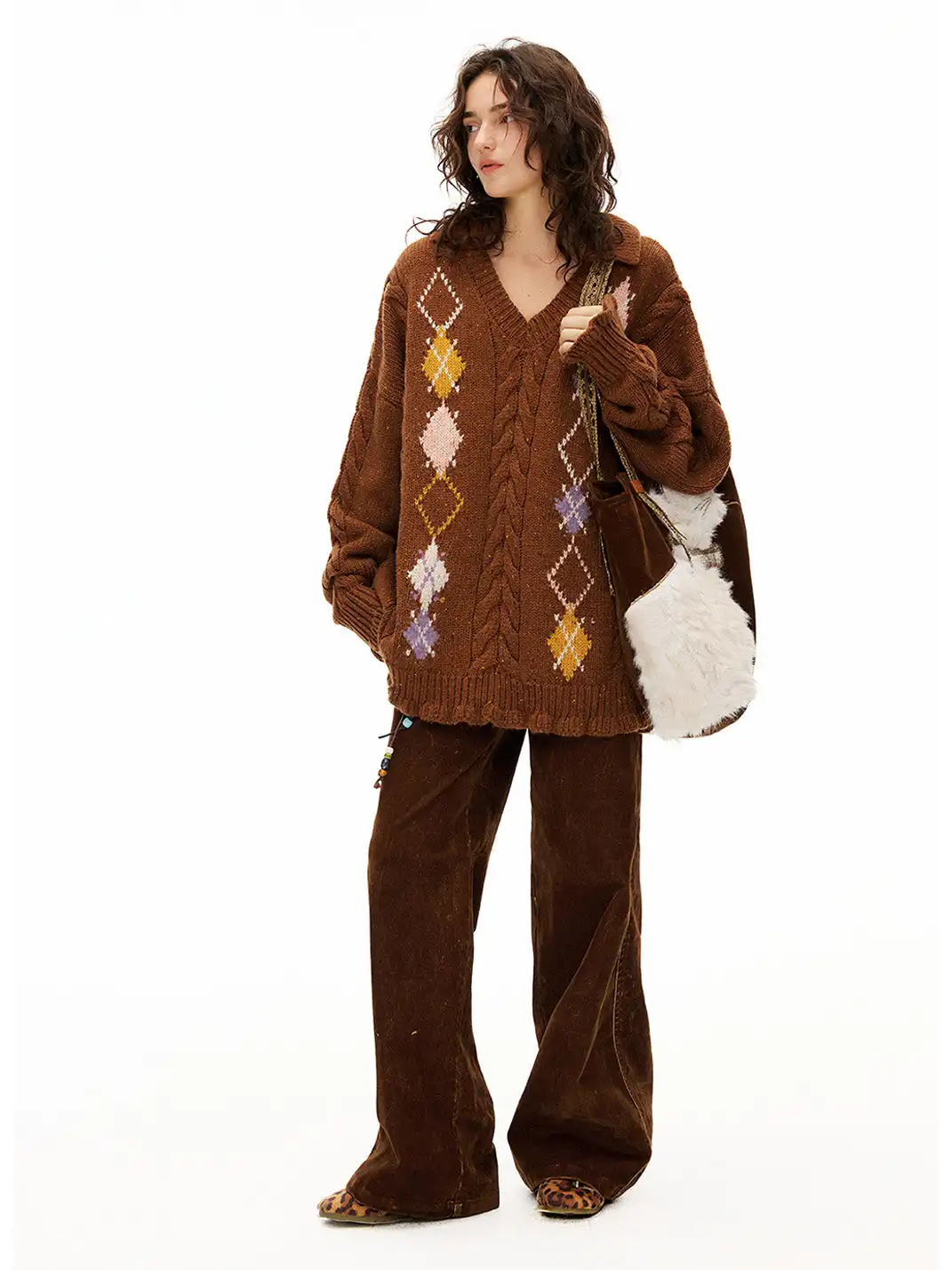 Outthe Blue | Eco-friendly Fur Cat Embroidery Tote Shoulder Bag