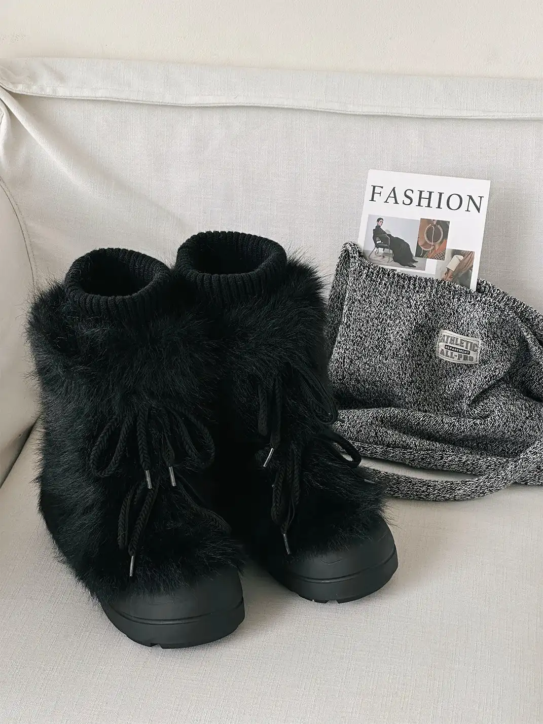 GSL | Fur Lined Mid-Top Platform Ankle Boots