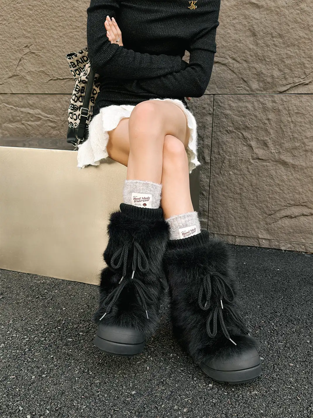 GSL | Fur Lined Mid-Top Platform Ankle Boots