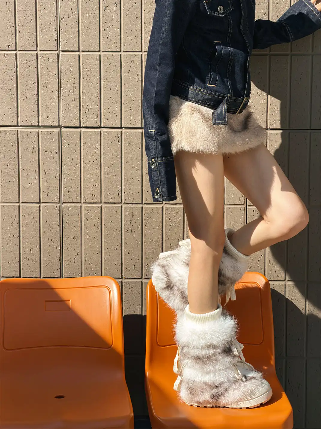 GSL | Fur Lined Mid-Top Platform Ankle Boots