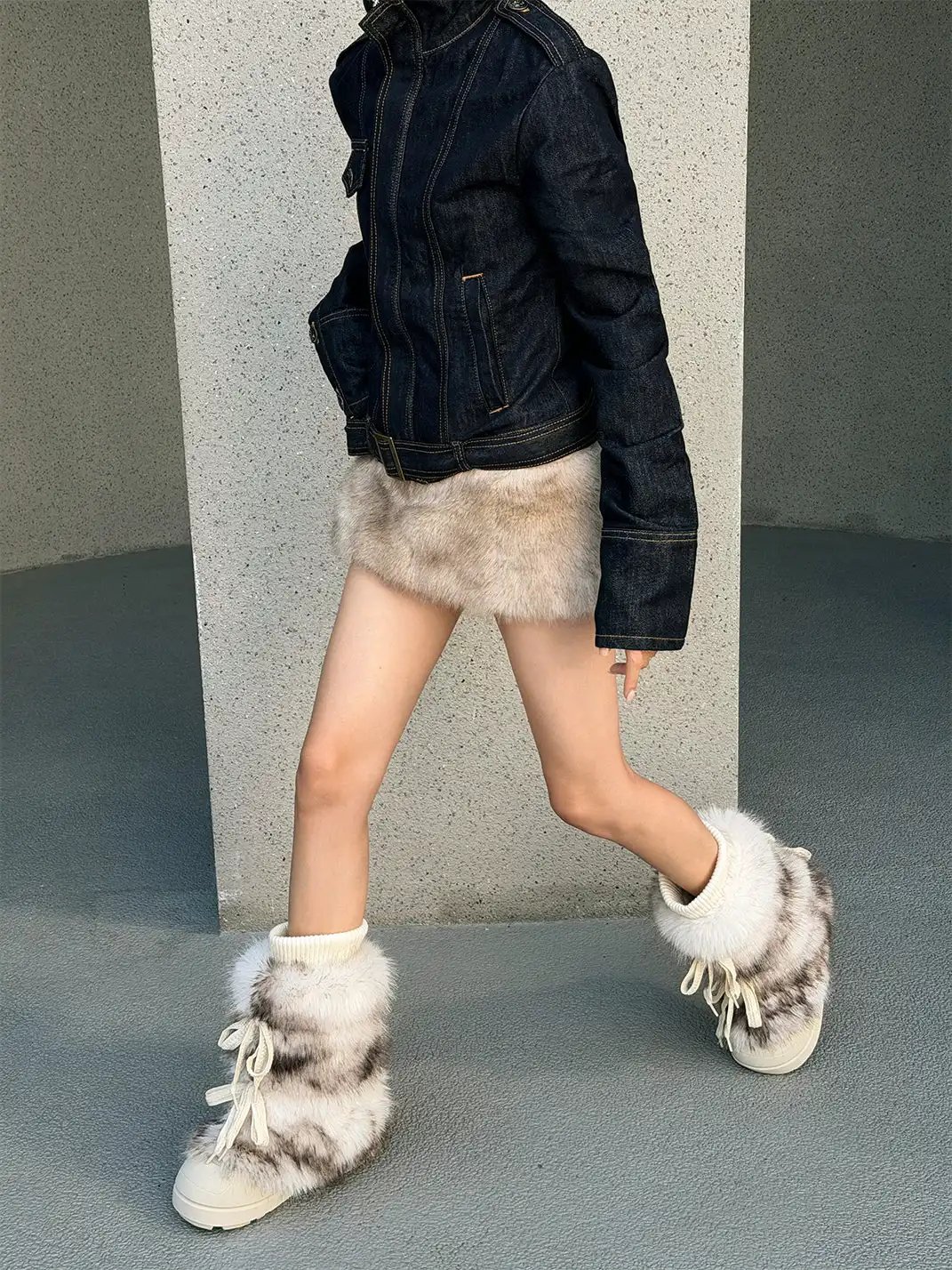 GSL | Fur Lined Mid-Top Platform Ankle Boots
