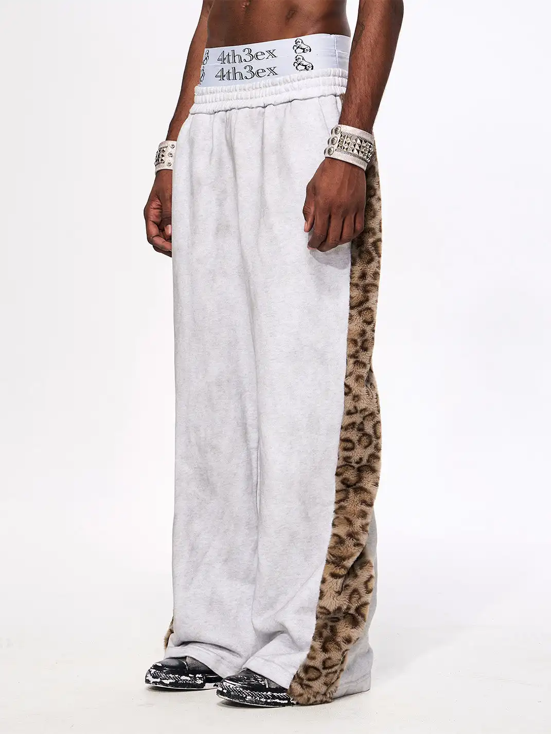 Fourth3ex | Leopard Fur Panel Sweatpants