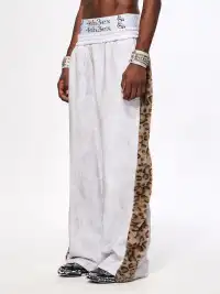 Fourth3ex | Leopard Fur Panel Sweatpants