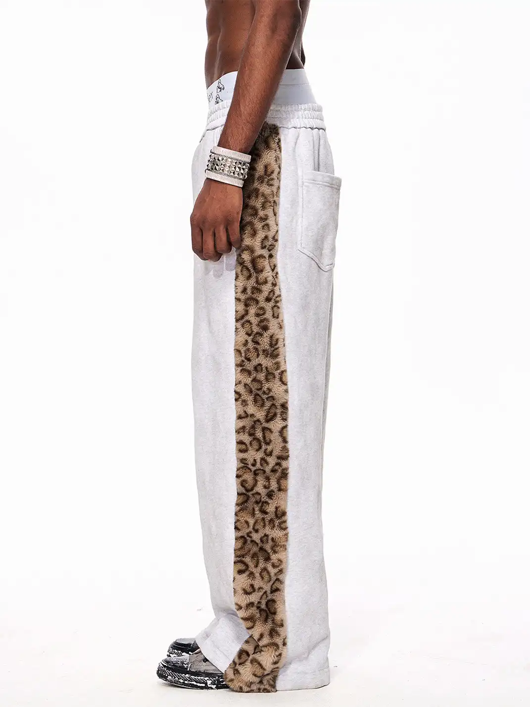 Fourth3ex | Leopard Fur Panel Sweatpants