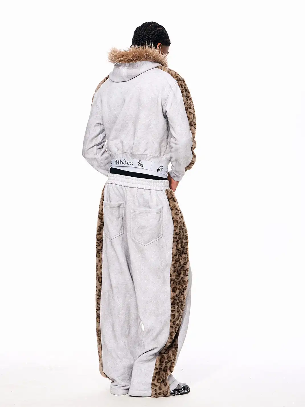 Fourth3ex | Leopard Fur Collar Hooded Jacket