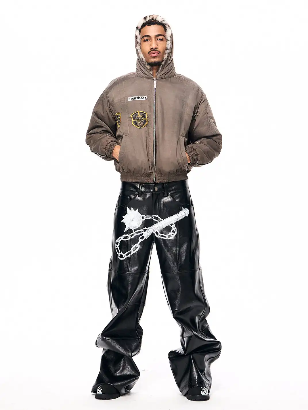 Fourth3ex | Original Hand-Painted Meteor Hammer Leather Pants