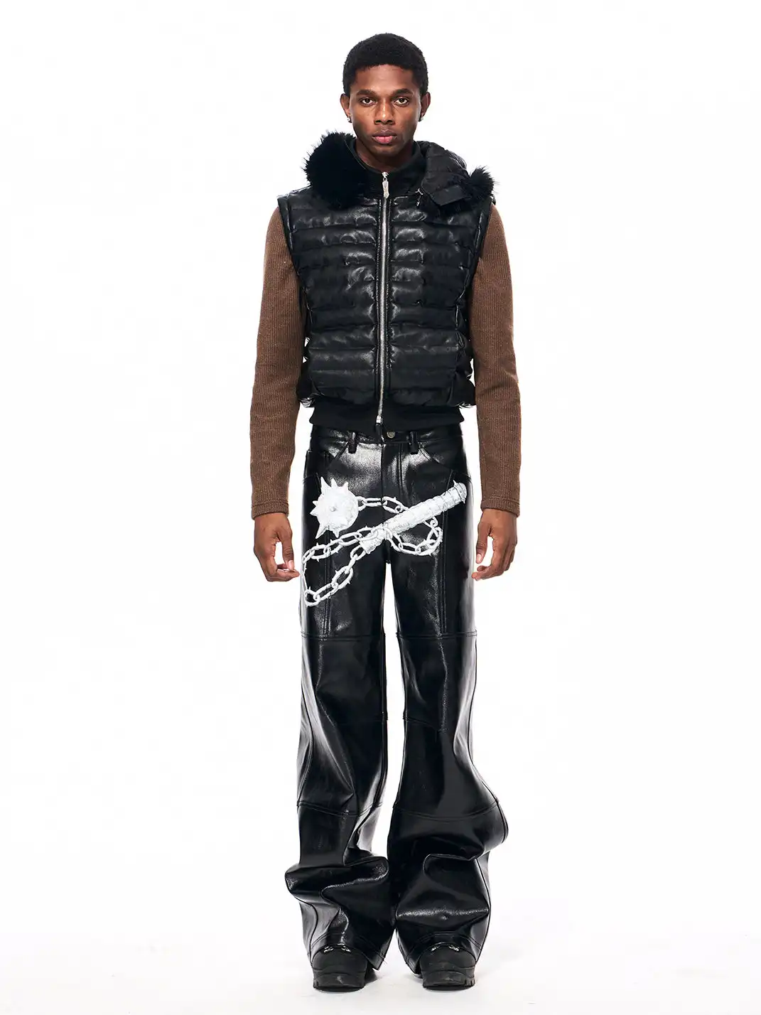 Fourth3ex | Original Hand-Painted Meteor Hammer Leather Pants