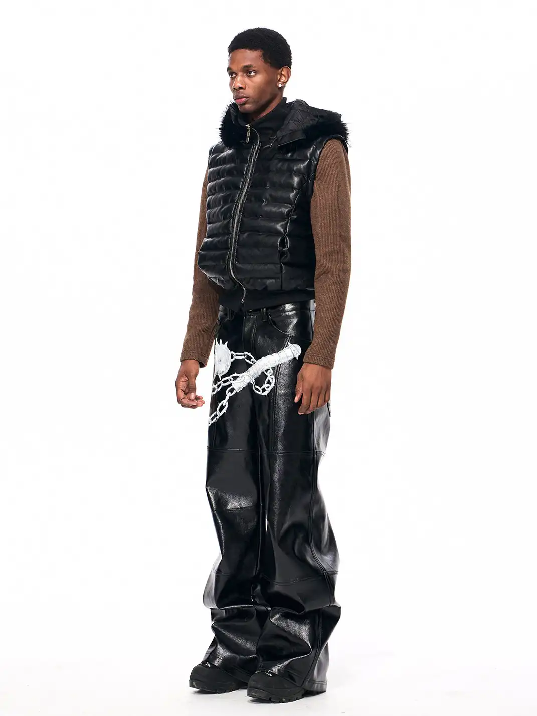 Fourth3ex | Original Hand-Painted Meteor Hammer Leather Pants