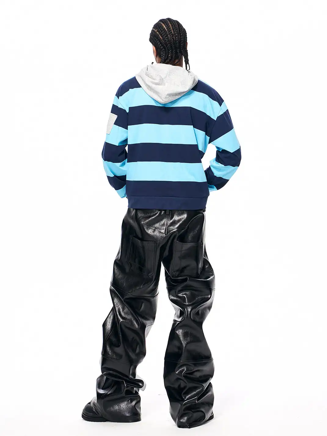 Fourth3ex | Embroidered War Horse Patch Striped Hoodie