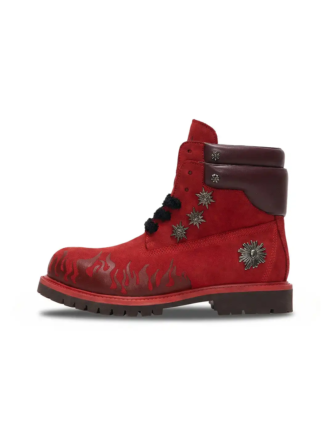 Fourth3ex | Flame Pattern Genuine Leather Combat Boots