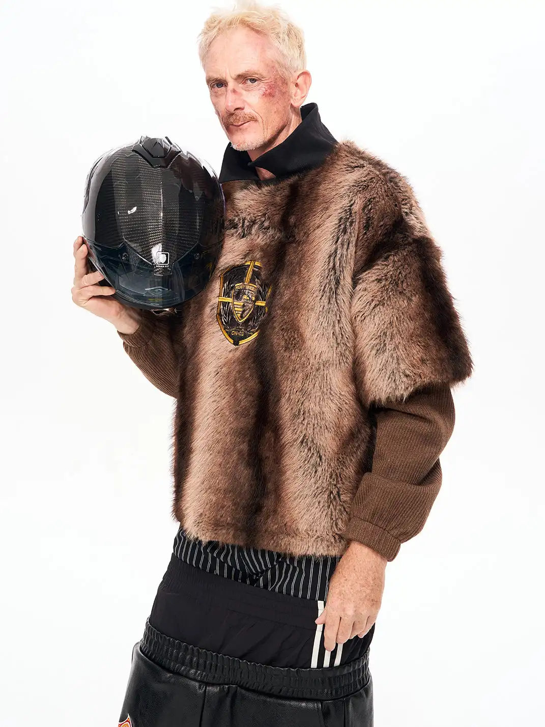 Fourth3ex | Faux Fur Leopard Print Layered Sweatshirt