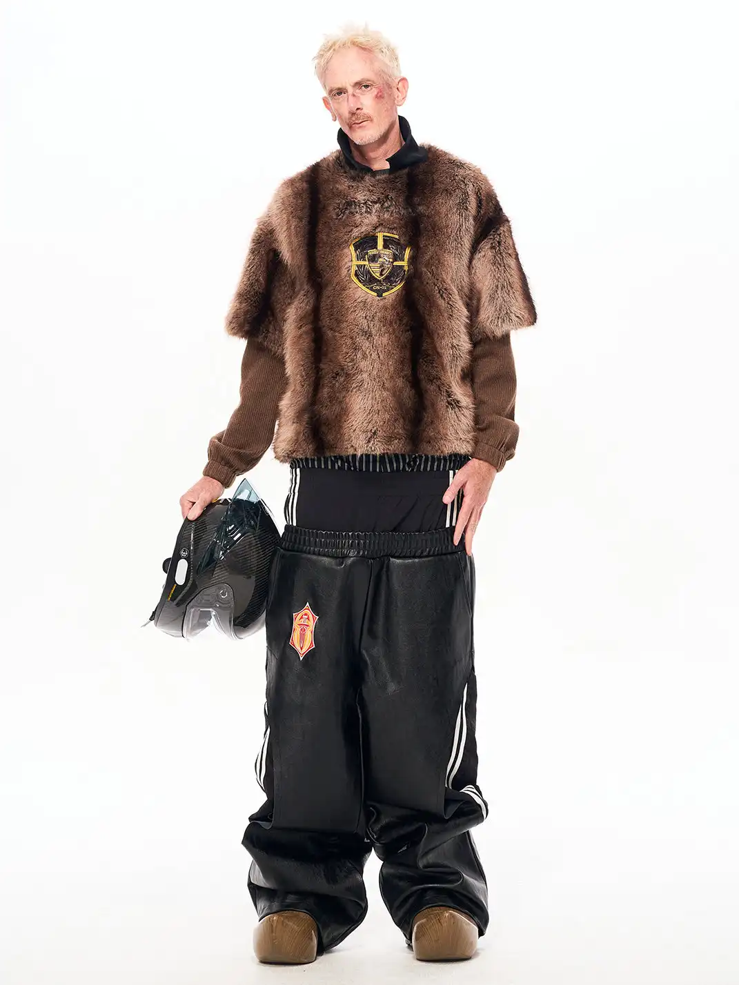 Fourth3ex | Faux Fur Leopard Print Layered Sweatshirt